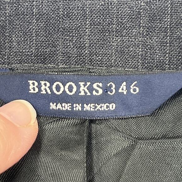 Brooks Brothers 346 Mens Dark Gray Pinstripe Wool Suit Jacket Sport Coat 44L - Picture 5 of 16